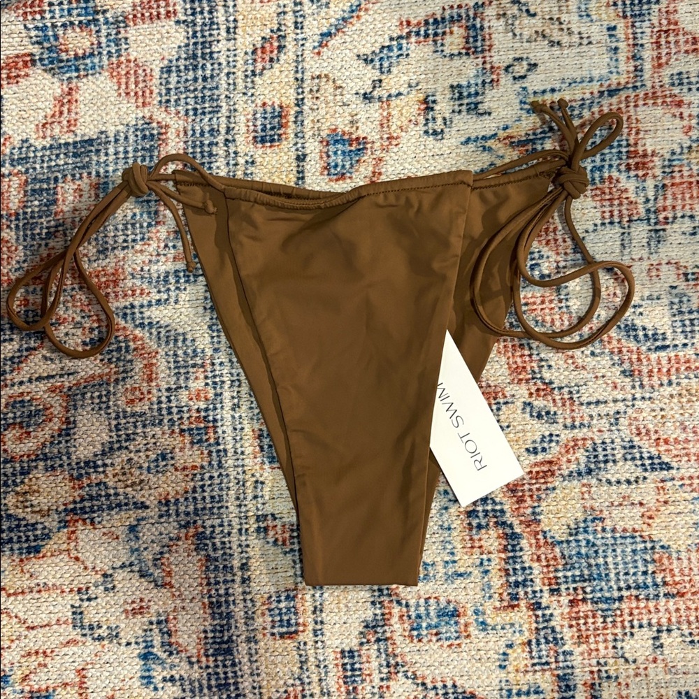 Riot Swim Bixi Bikini Bottoms in Brown Sugar SZ L NWT - Picture 4 of 5